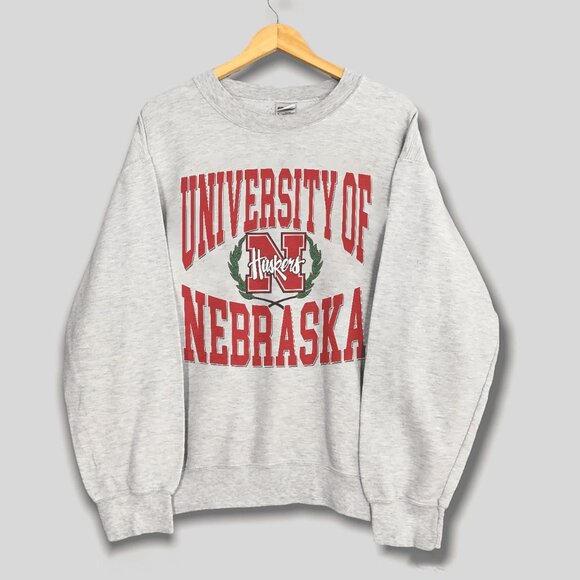 Vintage University of Nebraska Cornhuskers Football Sweatshirt, NCAA Shirt Tee - Picture 1 of 2